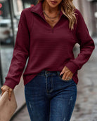 Women's V-Neck Zip Detail Sweater with Tailored Fit 2