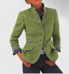 Women's Wool Blazer with Contrast Trim and Button Closure 3