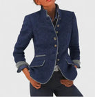 Women's Wool Blazer with Contrast Trim and Button Closure 4