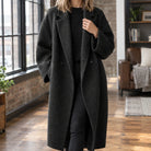 Women's Wool Blend Long Relaxed Overcoat with Broad Notched Lapels 0