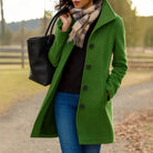Women's Wool Blend Pea Coat with Button Front and Notched Lapel Collar 5