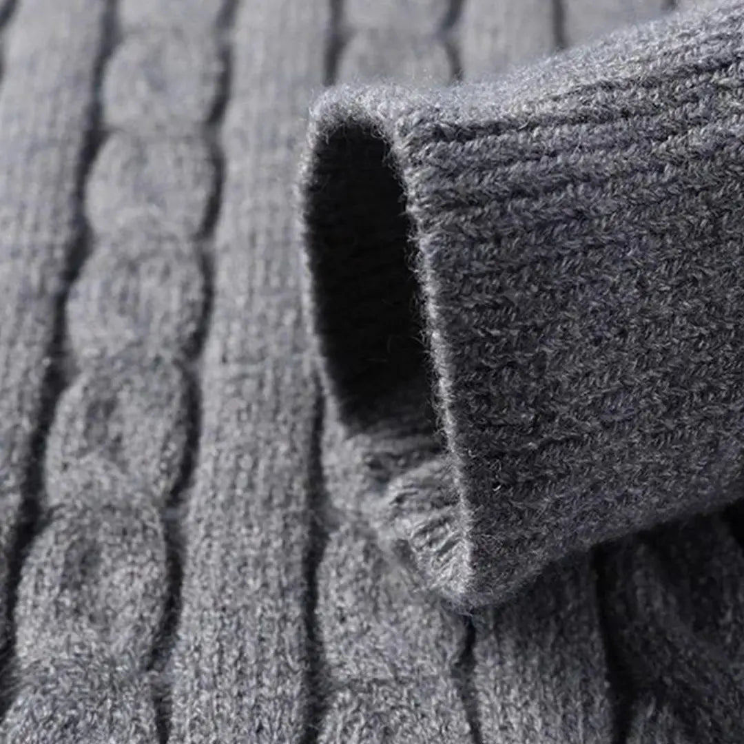 Men's Cable Knit Half-Zip Sweater with Stand Collar - 11