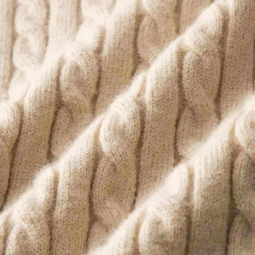 Men's Cable Knit Half-Zip Sweater with Stand Collar - 13